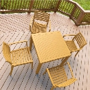 Compamia Artemis 5 Piece Square Resin Patio Dining Set in Teak Brown