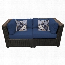 TKC Barbados Patio Wicker Loveseat in Navy