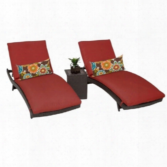 Tkc Bali 2 Wicker Patio Lounges With Side Table In Terracotta