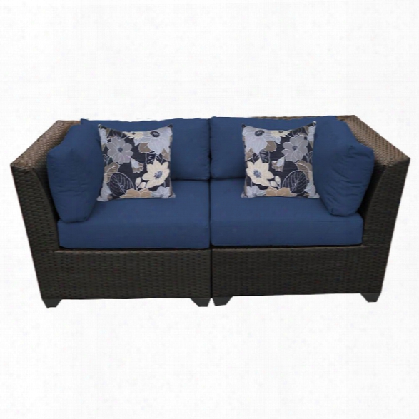 Tkc Barbados Patio Wicker Loveseat In Navy