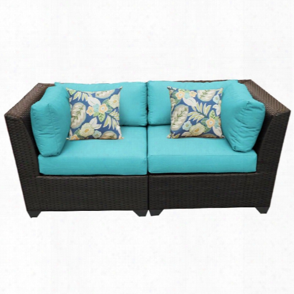 Tkc Barbados Patio Wicker Loveseat In Turquoise