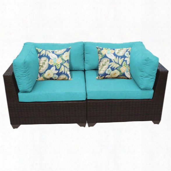 Tkc Belle Patio Wicker Loveseat In Turquoise