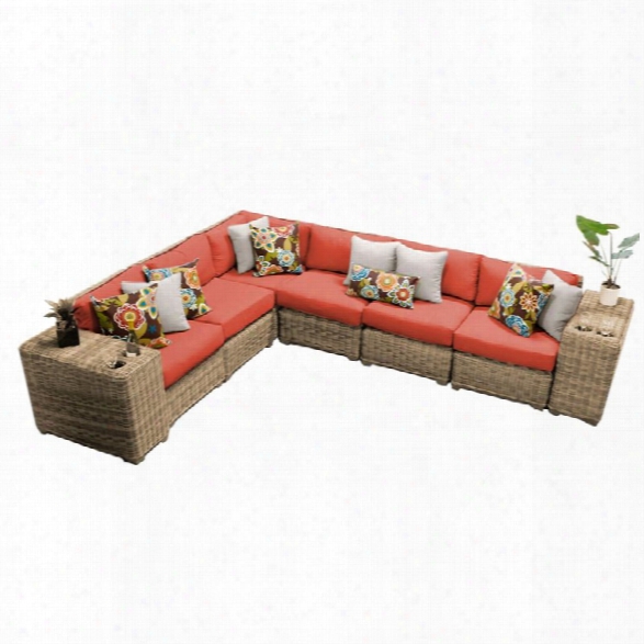 Tkc Cape Cod 8 Piece Patio Wicker Sectional In Orange