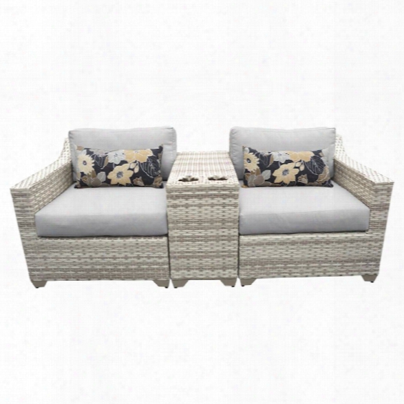 Tkc Fairmont 3 Piece Patio Wicker Loveseat In Gray