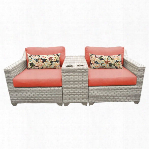 Tkc Fairmont 3 Piece Patio Wicker Loveseat In Orange