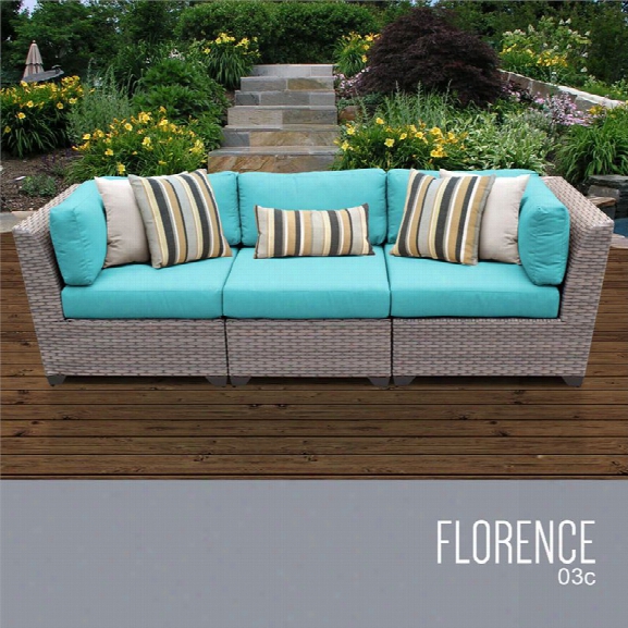 Tkc Florence 3 Piece Patio Wicker Sofa In Turquoise