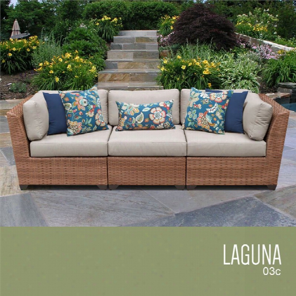 Tkc Laguna 3 Piece Patio Wicker Sofa In Beige