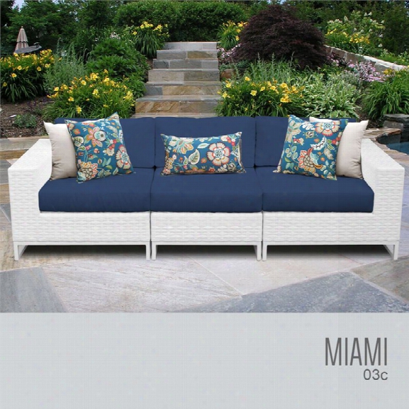 Tkc Miami 3 Piece Patio Wicker Sofa In Blue