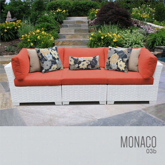 Tkc Monaco 3 Piece Patio Wicker Sofa In Orange