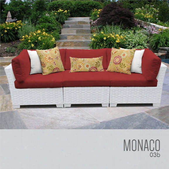 Tkc Monaco 3 Piece Patio Wicker Sofa In Red