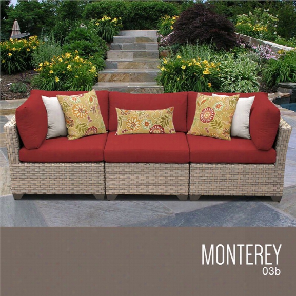 Tkc Monterey 3 Piece Patio Wicker Sofa In Red