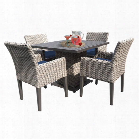 Tkc Oasis 5 Piece 40 Square Patio Dining Set In Navy