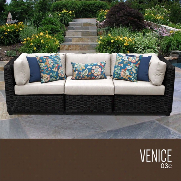 Tkc Venice 3 Piece Patio Wicker Sofa In Beige