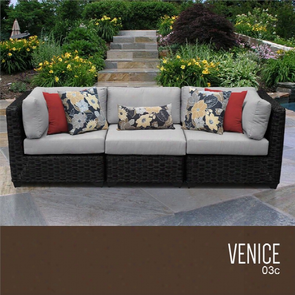 Tkc Venice 3 Piece Patio Wicker Sofa In Gray