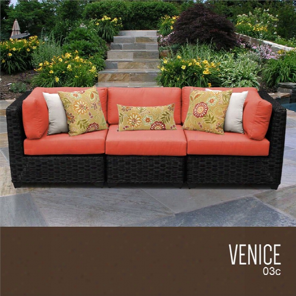 Tkc Venice 3 Piece Patio Wicker Sofa In Orange