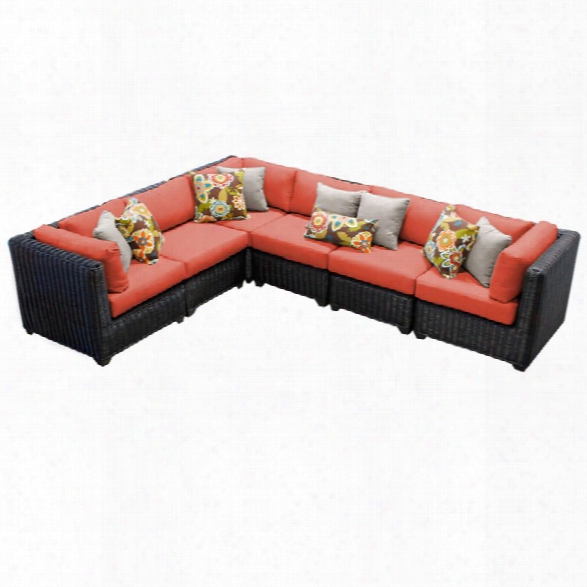 Tkc Venice 6 Piece Patio Wicker Sectional In Orange