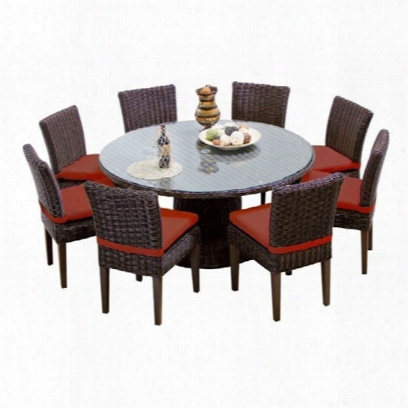 Tkc Venice 60 9 Piece Wicker Patio Dining Set In Terracotta