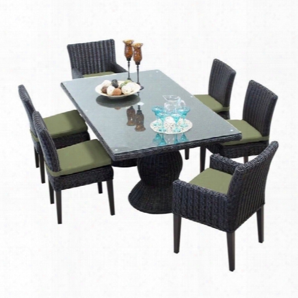 Tkc Venice 7 Piece Wicker Patio Dining Set In Cilantro