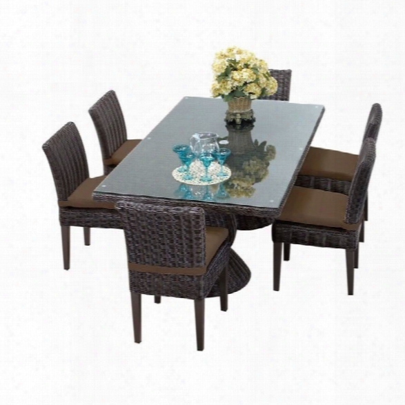 Tkc Venice 7 Piece Wicker Patio Dining Set In Cocoa