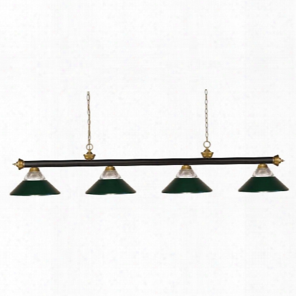 Z-lite Riviera 4 Light Billiard Light In Bronze And Dark Green