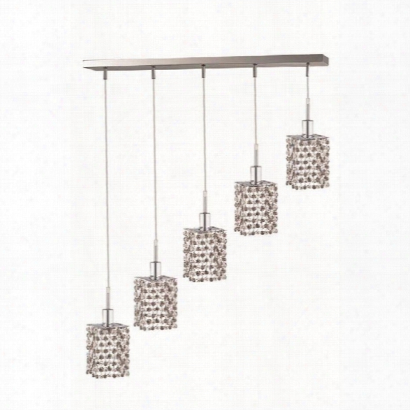 Elegant Lighting Mini 5 Light Elements Crystal Square Pendant Lamp