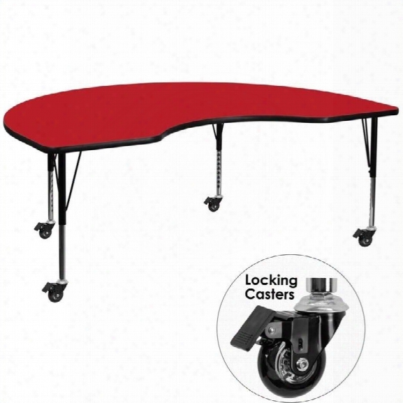 Flash Furniture 26 X 96 Kidney-shaped High Pressure Top Mobile Activity Table In Red