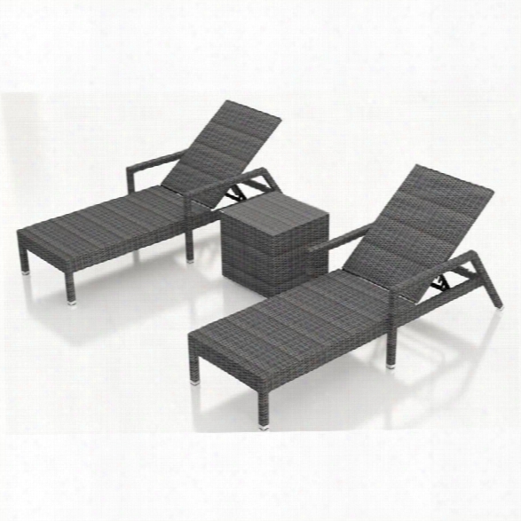 Harmonia Living District 3 Piece Patio Lounge Set In Textured Slate