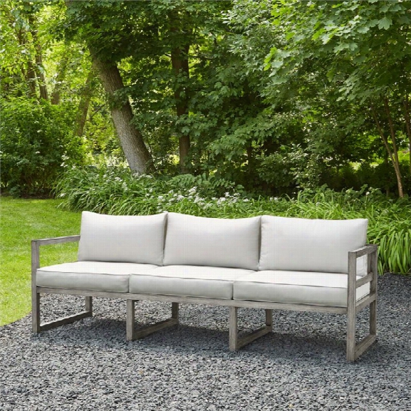 Real Flame Monaco Patio Sofa In Brushed Antique White