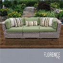 TKC Florence 3 Piece Patio Wicker Sofa in Green