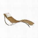 Tommy Bahama Tres Chic Patio Chaise Lounge with Head Pillow in Natural Teak