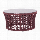 Zuo Faye Bay Beach Outdoor Glass Coffee Table in Cranberry and Granite