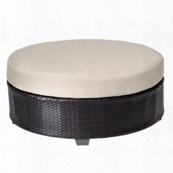 Tkc Barbados Outdoor Wicker Round Coffee Table In Beige