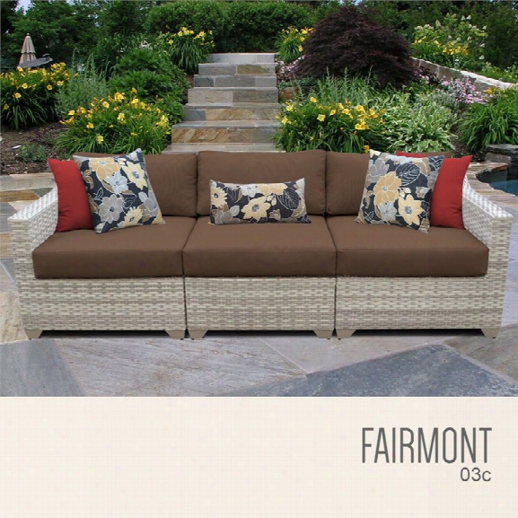 Tkc Fairmont 3 Piece Patio Wicker Sofa In Brown