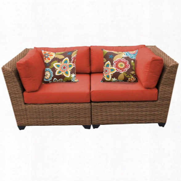 Tkc Laguna Patio Wicker Loveseat In Orange