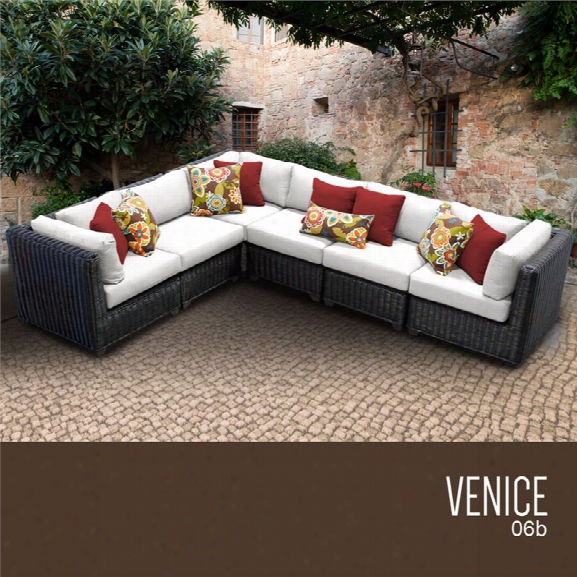 Tkc Venice 6 Piece Patio Wicker Sectional In White