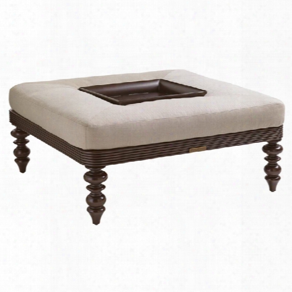 Tommy Bahama Black Sands Patio Coffee Table Ottoman In Taupe