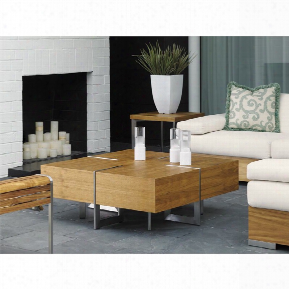 Tommy Bahama Tres Chic Square Patio Coffee Table In Natural Teak