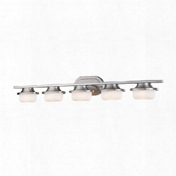 Z-lite Optum 5 Light Vanity Light In Matte Opal And Brushed Nickel