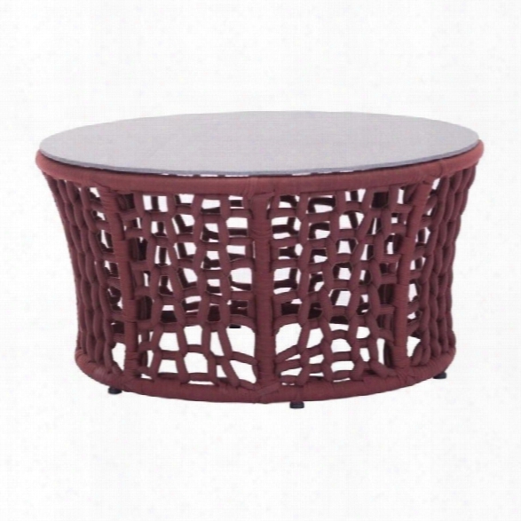 Zuo Faye Bay Beach Outdoor Glass Coffee Table In Cranberry And Granite