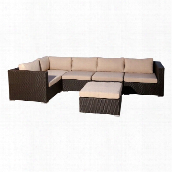 Abbyson Living Newport 6 Piece Patio Wicker Sectional In Espresso