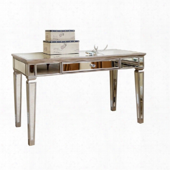 Abbyson Living Omni Mirrored Writing Desk In Silver