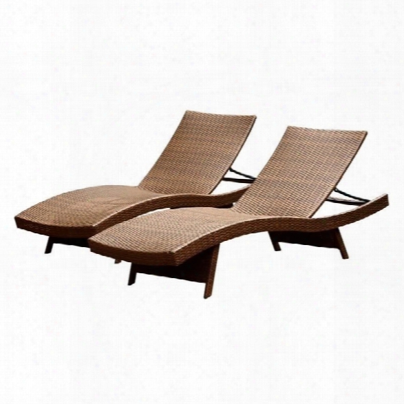 Abbyson Living Palermo Outdoor Wicker Chaise In Brown (set Of 2)