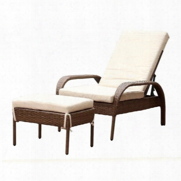 Abbyson  Living Palermo Outdoor Wicker Chaise With Cushion In Brown