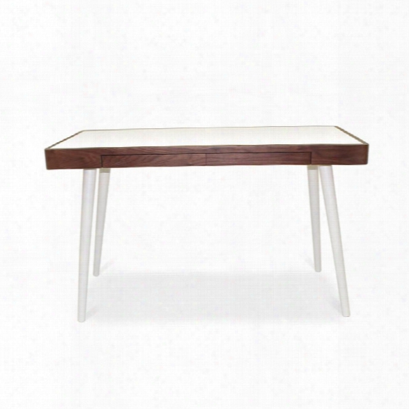 Aeon Furniture Oslo Writing Desk In White And Walnut