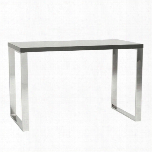 Eurostyle Dillon Desk In Gray Lacquer / Polished Stainless Steel