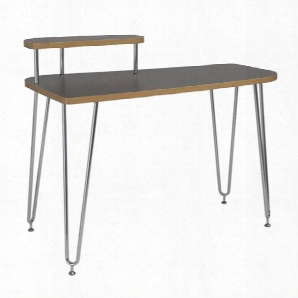 Eurostyle Hanh Left Shelf Desk In Gray And Chrome