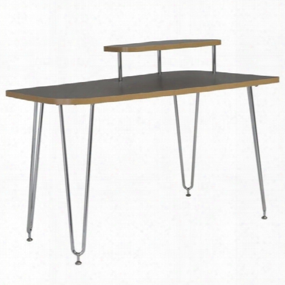 Eurostyle Hanh Right Shelf Desk In Gray And Chrome