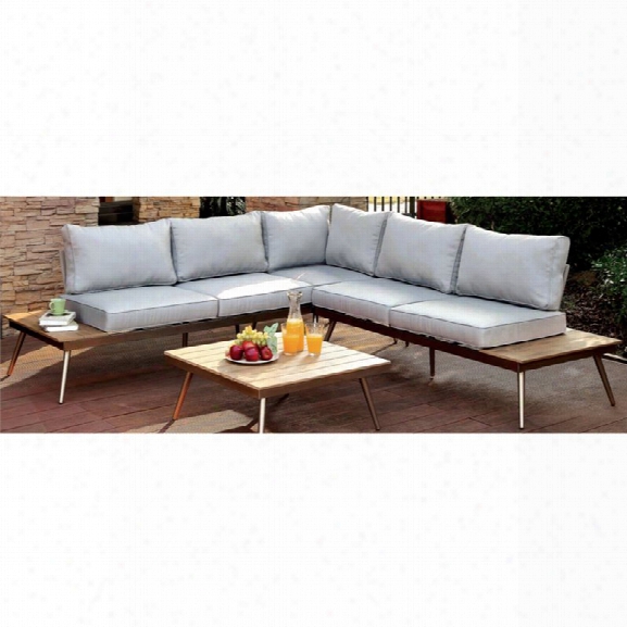 Furniture Of America Eryna Patio Sectional In Brushed Champagne