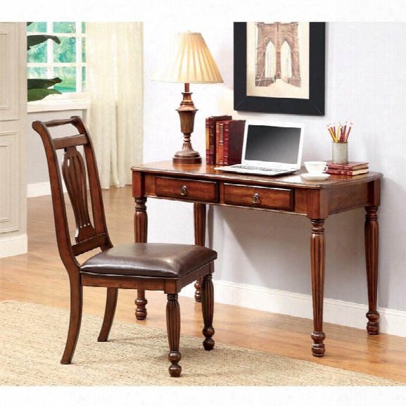 Furniture Of America Gilberto Writing Desk And Chair Set In Dark Oak