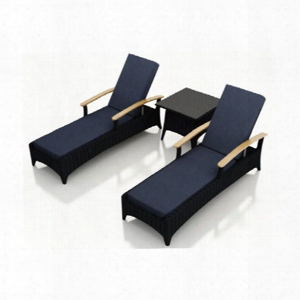 Harmonia Living Arbor 3 Piece Patio Lounge Set In Indigo